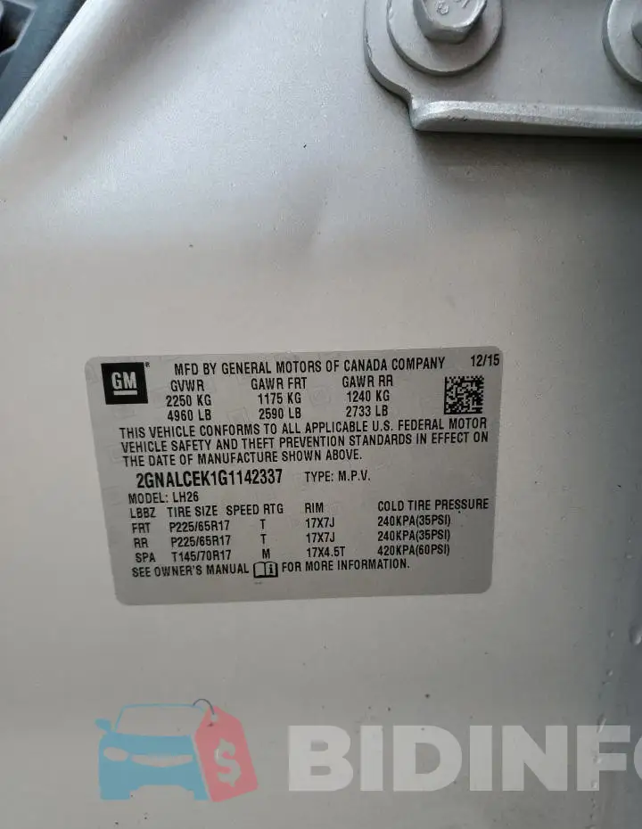 2GNALCEK1G1142337 Photo# 13