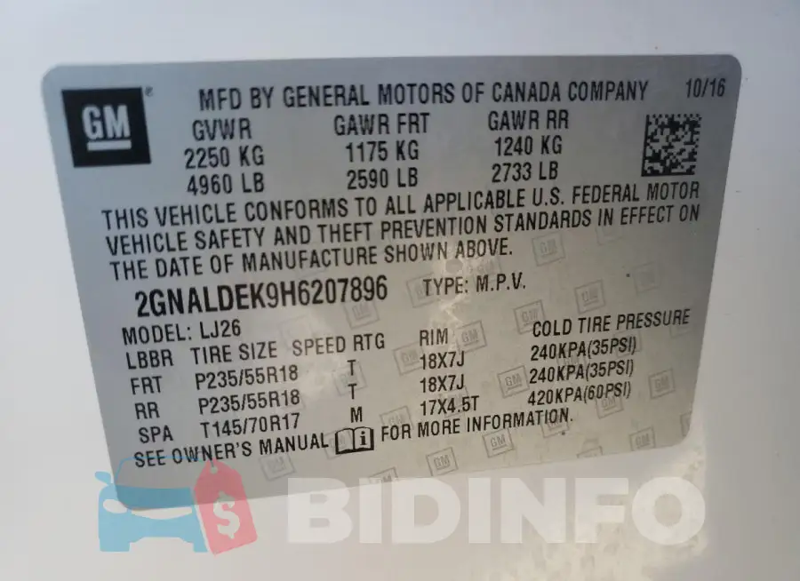 2GNALDEK9H6207896 Photo# 14