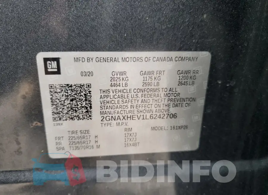 2GNAXHEV1L6242706 Photo# 14