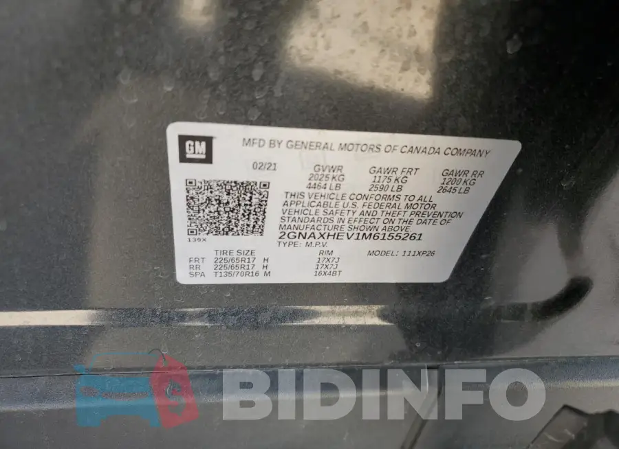 2GNAXHEV1M6155261 Photo# 13