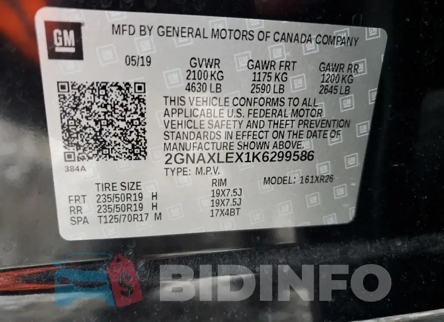2GNAXLEX1K6299586 Photo# 14
