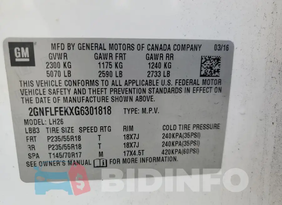 2GNFLFEKXG6301818 Photo# 13