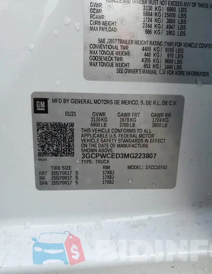 3GCPWCED3MG223807 Photo# 12