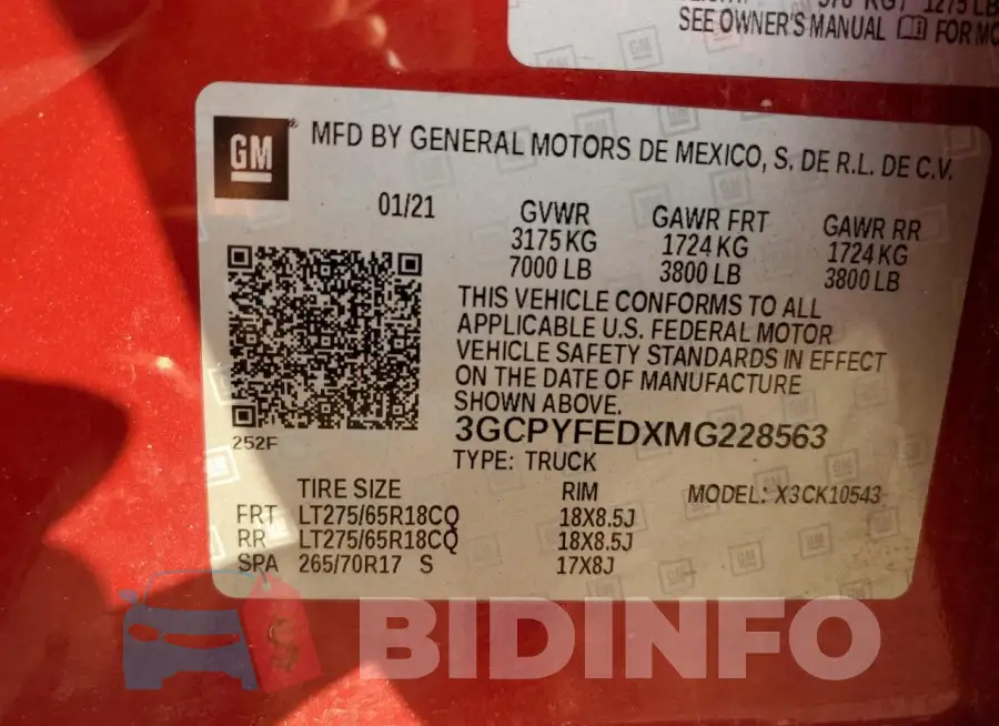 3GCPYFEDXMG228563 Photo# 12