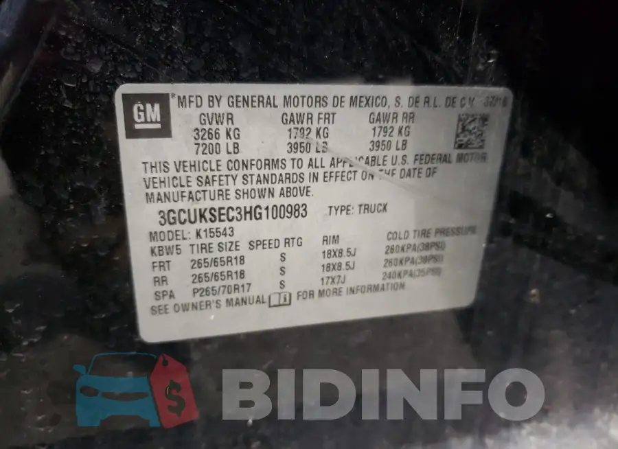 3GCUKSEC3HG100983 Photo# 12