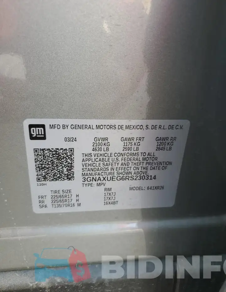 3GNAXUEG6RS230314 Photo# 13