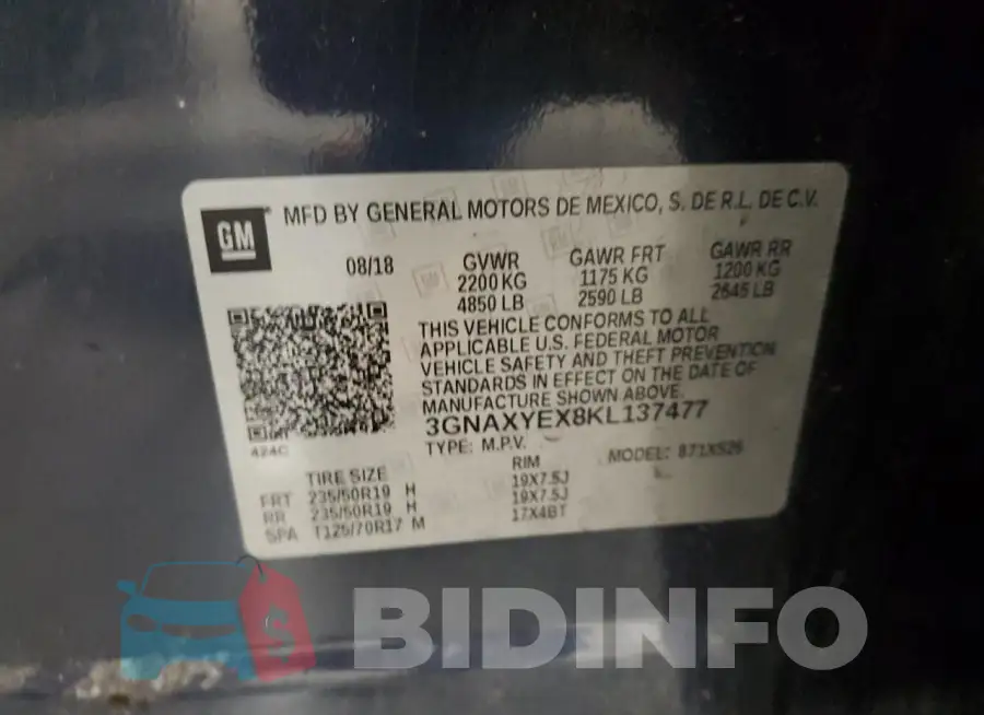 3GNAXYEX8KL137477 Photo# 12