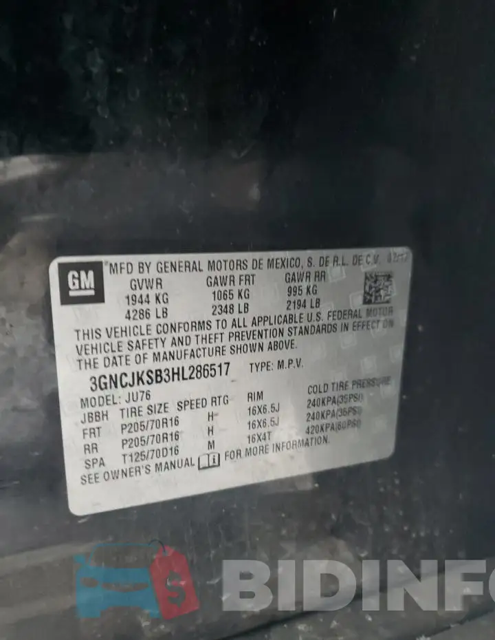 3GNCJKSB3HL286517 Photo# 12