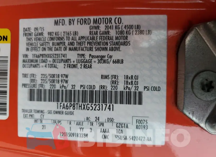 1FA6P8THXG5231741 Photo# 12