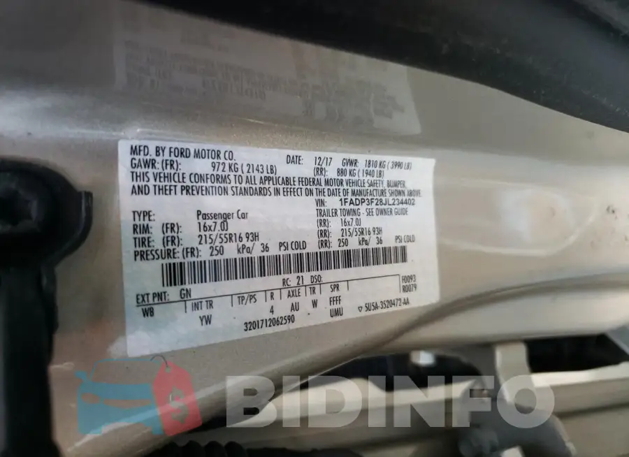 1FADP3F28JL234402 Photo# 12