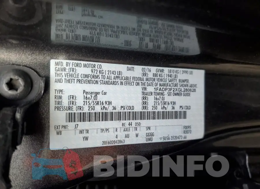 1FADP3F2XGL280628 Photo# 13
