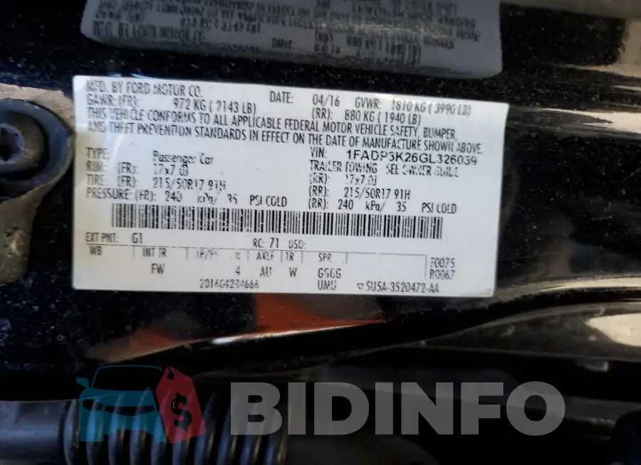 1FADP3K26GL326039 Photo# 12