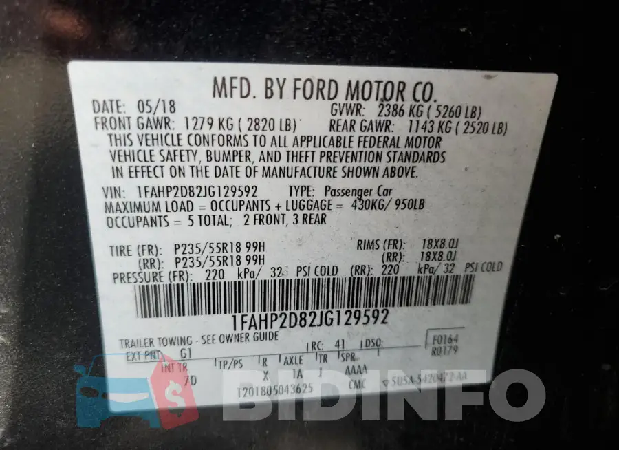 1FAHP2D82JG129592 Photo# 12