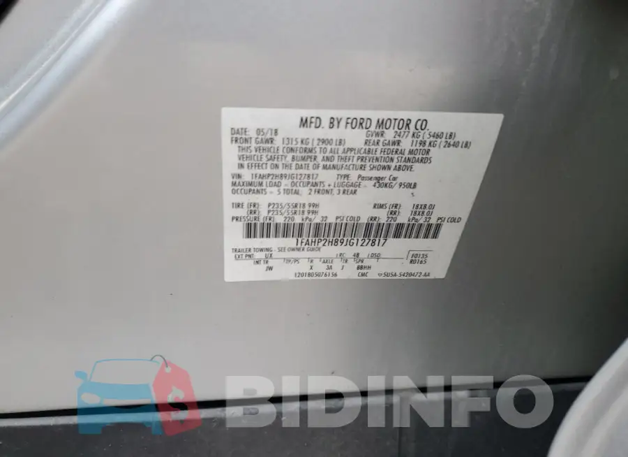 1FAHP2H89JG127817 Photo# 12