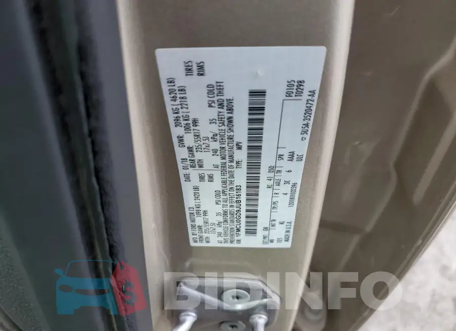 1FMCU0GD9JUB16183 Photo# 12