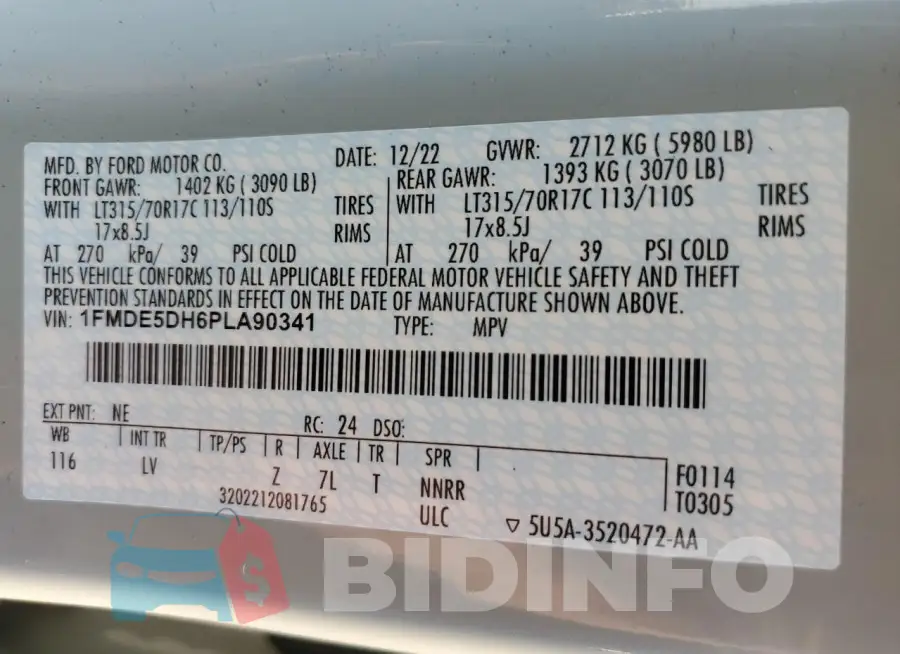 1FMDE5DH6PLA90341 Photo# 13