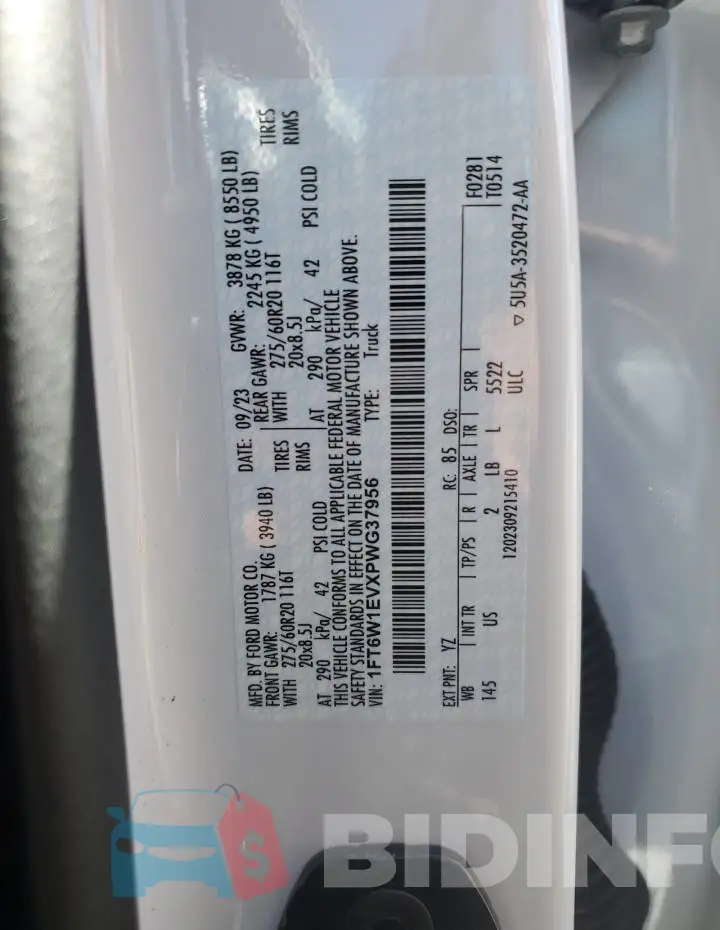 1FT6W1EVXPWG37956 Photo# 12