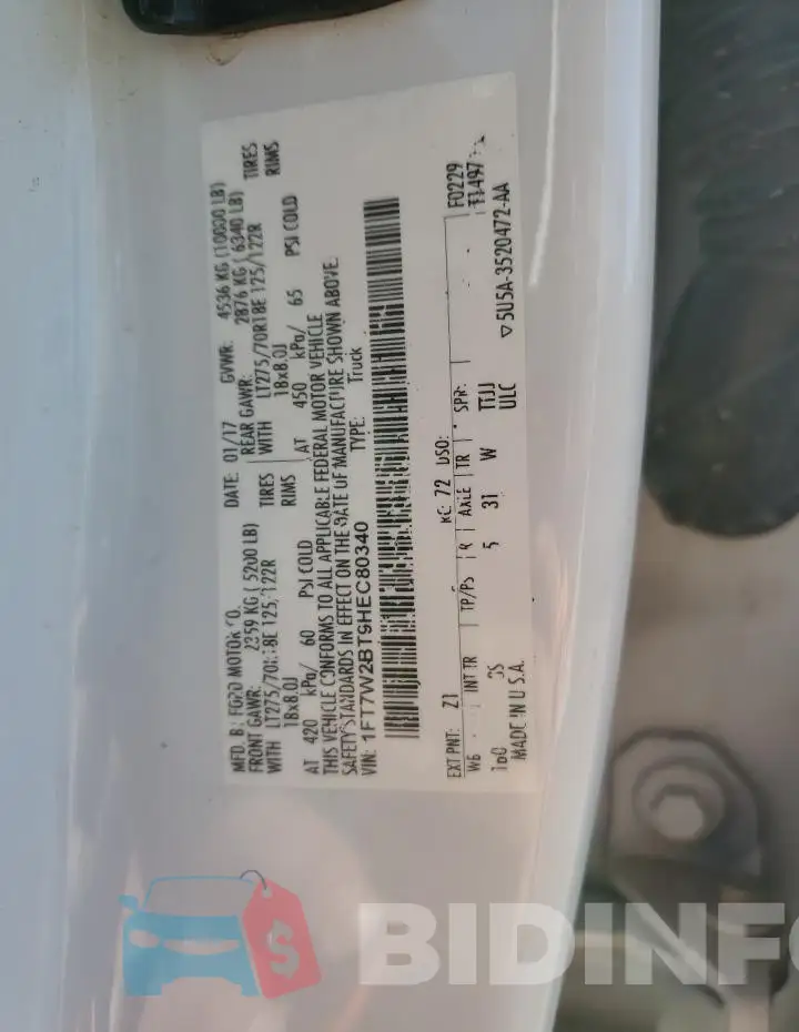 1FT7W2BT9HEC80340 Photo# 12