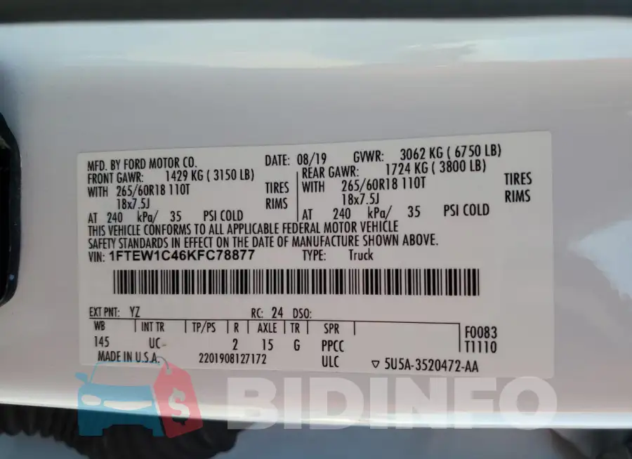 1FTEW1C46KFC78877 Photo# 13