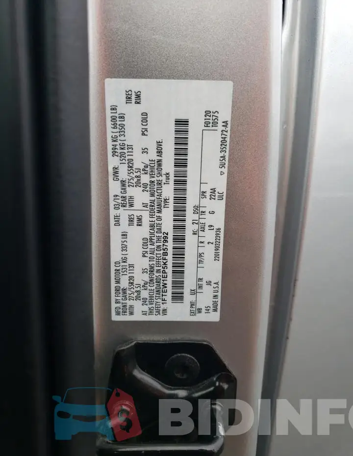1FTEW1EP5KFB57992 Photo# 12