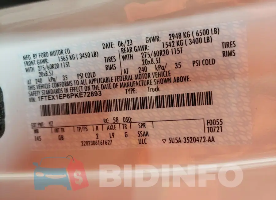 1FTEX1EP6PKE72893 Photo# 12