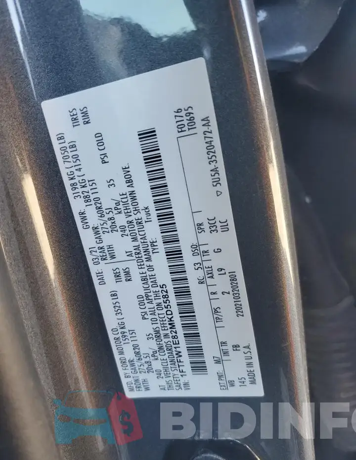 1FTFW1E82MKD55825 Photo# 12