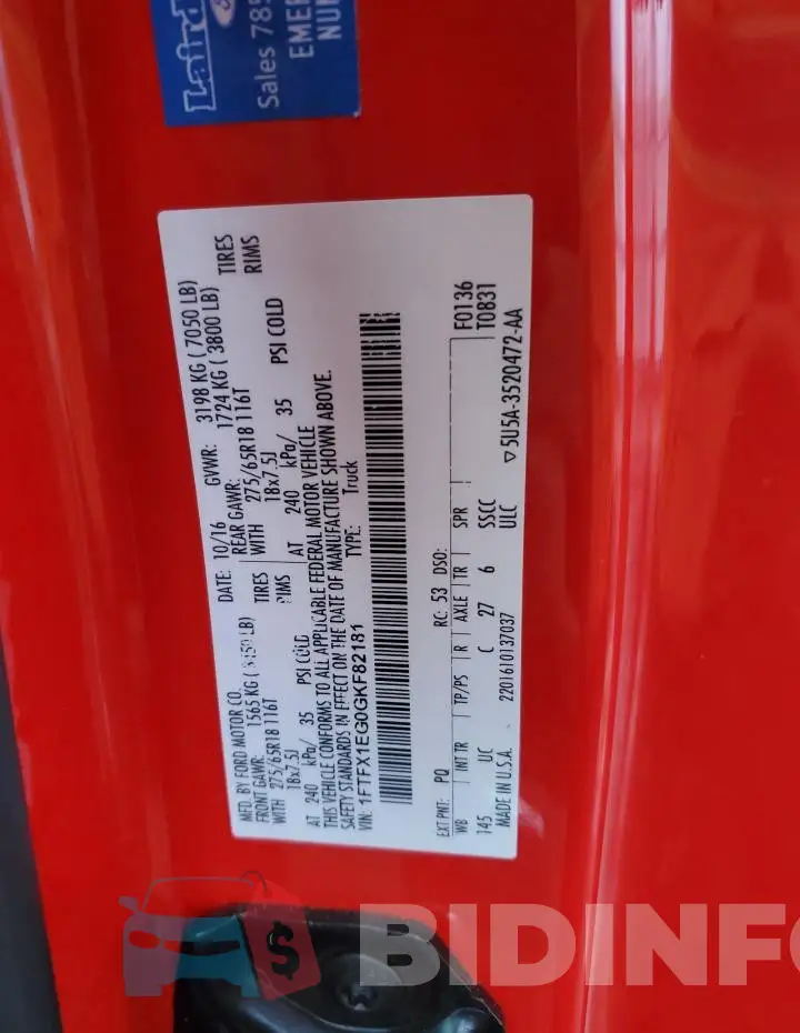 1FTFX1EG0GKF82181 Photo# 12