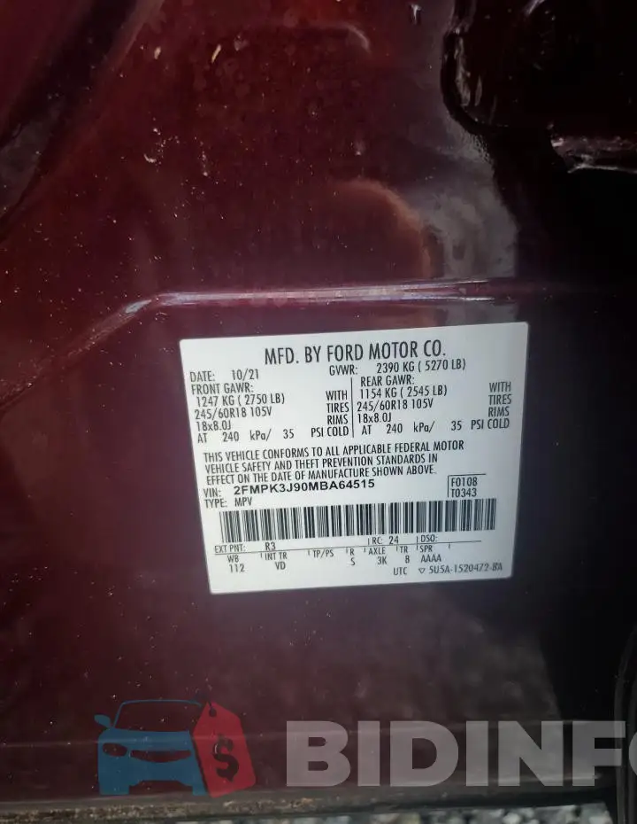 2FMPK3J90MBA64515 Photo# 14