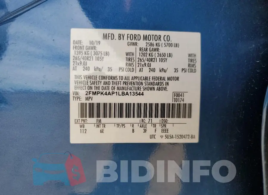 2FMPK4AP1LBA13544 Photo# 13