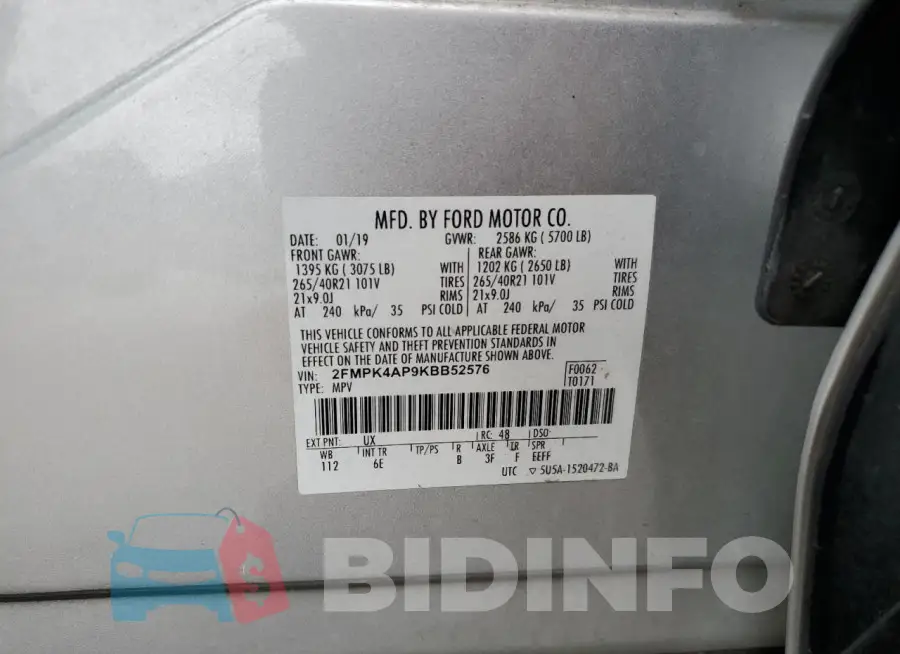 2FMPK4AP9KBB52576 Photo# 13