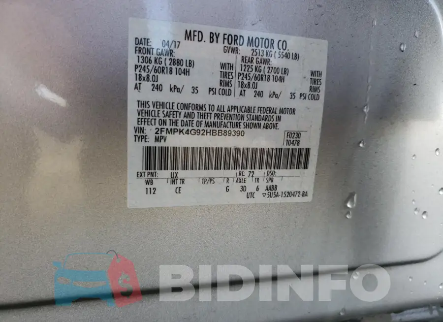 2FMPK4G92HBB89390 Photo# 12