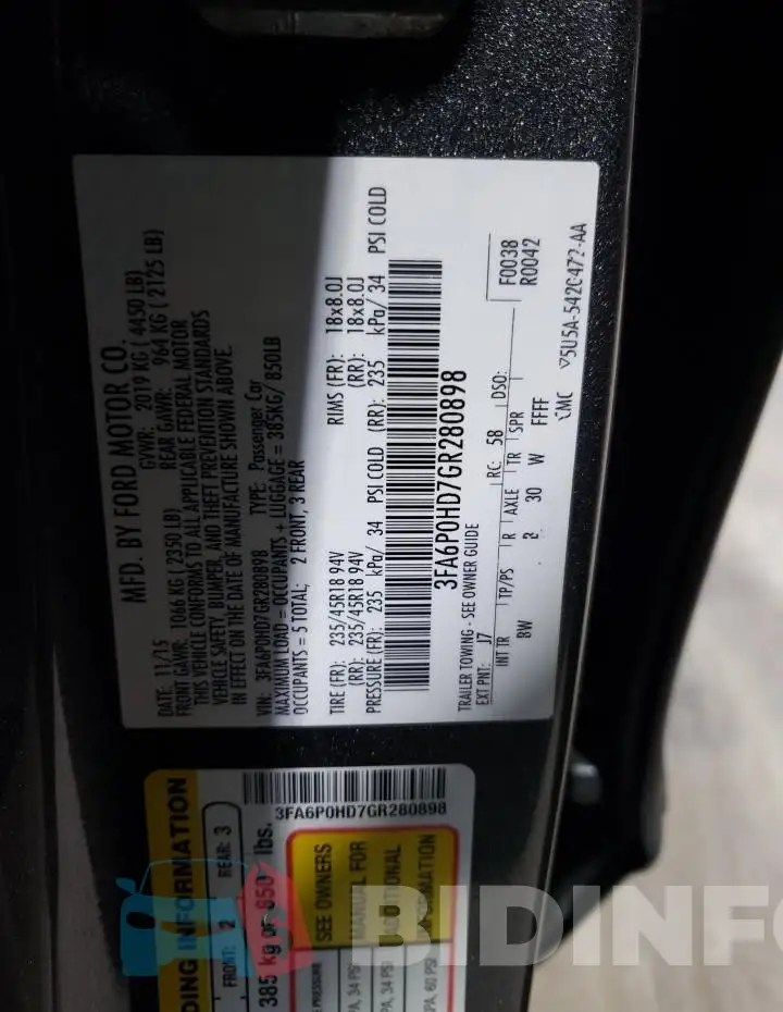 3FA6P0HD7GR280898 Photo# 12