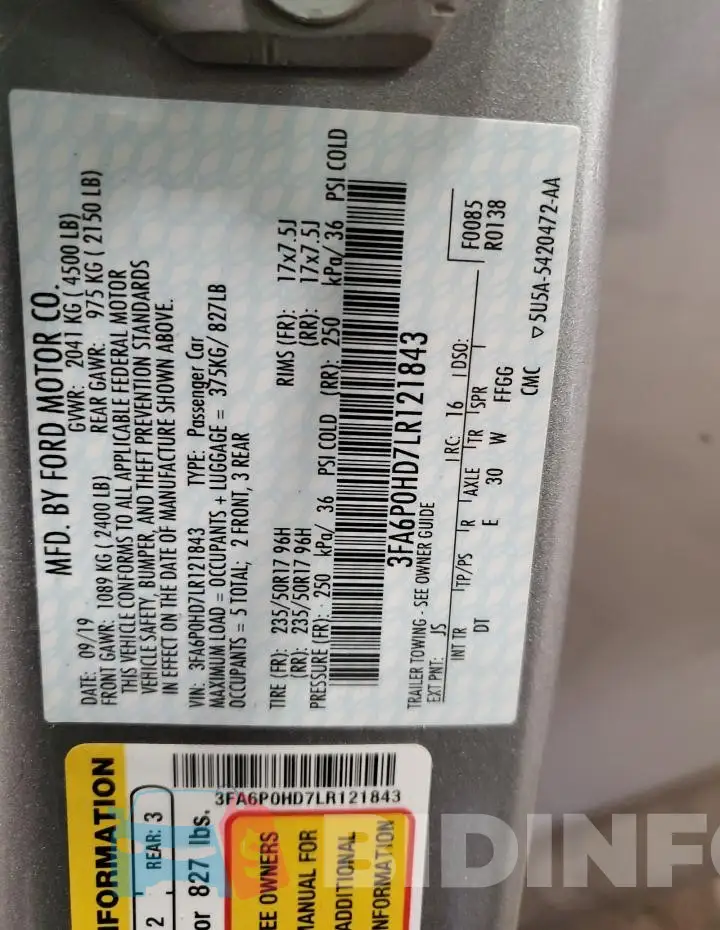 3FA6P0HD7LR121843 Photo# 12