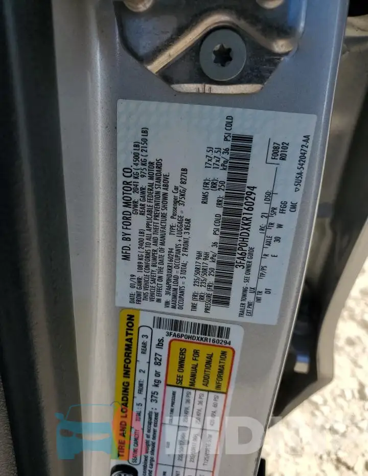 3FA6P0HDXKR160294 Photo# 12