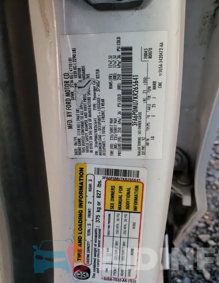 3FA6P0MU7KR265641 Photo# 12