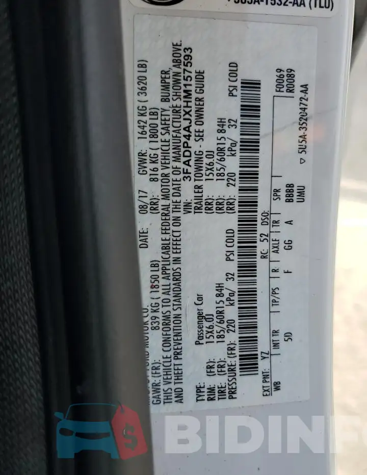 3FADP4AJXHM157593 Photo# 12