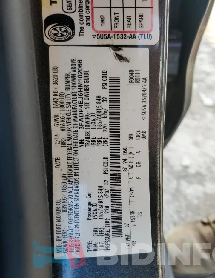 3FADP4EJ6HM102066 Photo# 12
