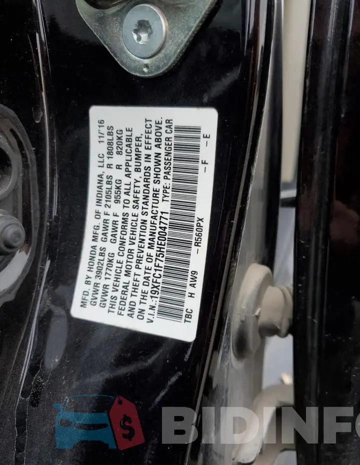 19XFC1F75HE004771 Photo# 13