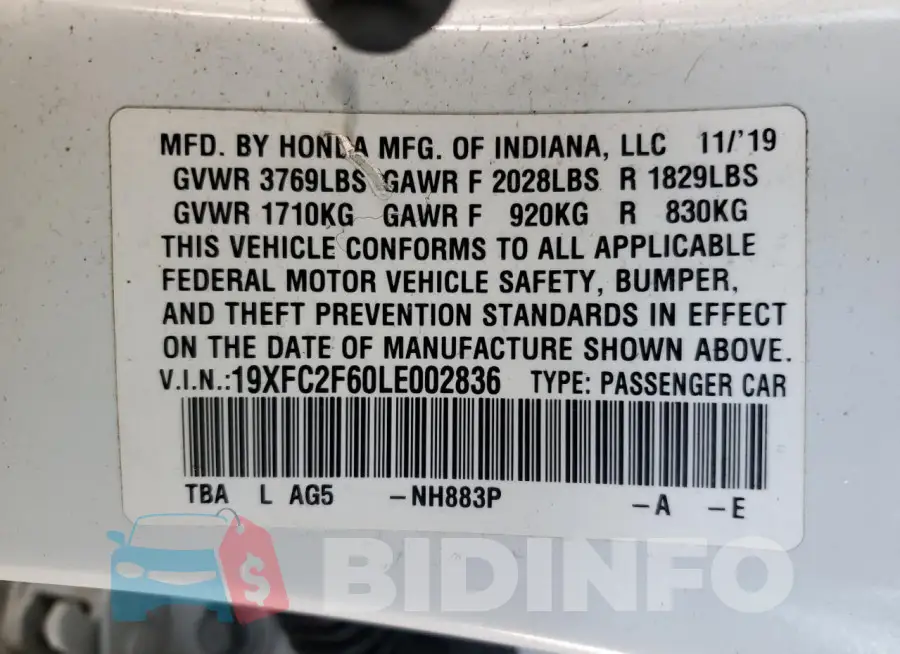 19XFC2F60LE002836 Photo# 12