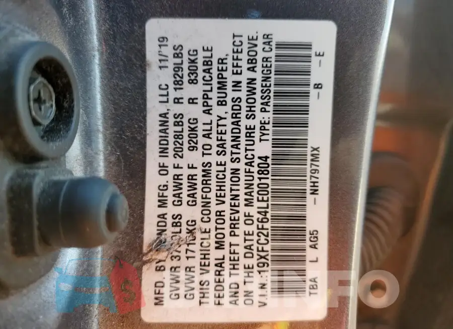 19XFC2F64LE001804 Photo# 12