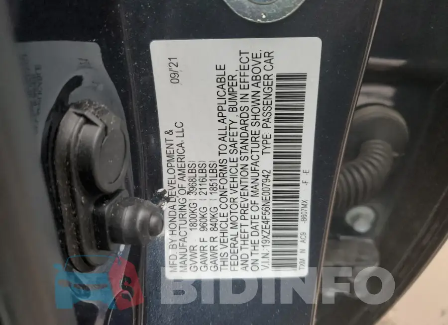 19XZE4F56NE007942 Photo# 13