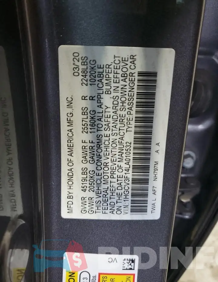 1HGCV3F14LA010532 Photo# 12