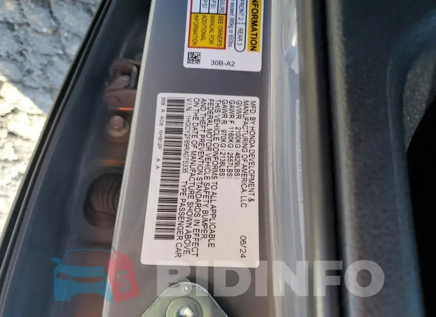 1HGCY2F89RA075335 Photo# 12