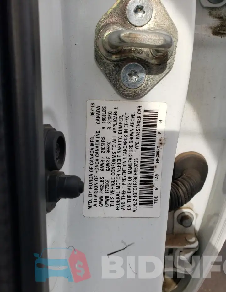 2HGFC1F39GH650736 Photo# 12