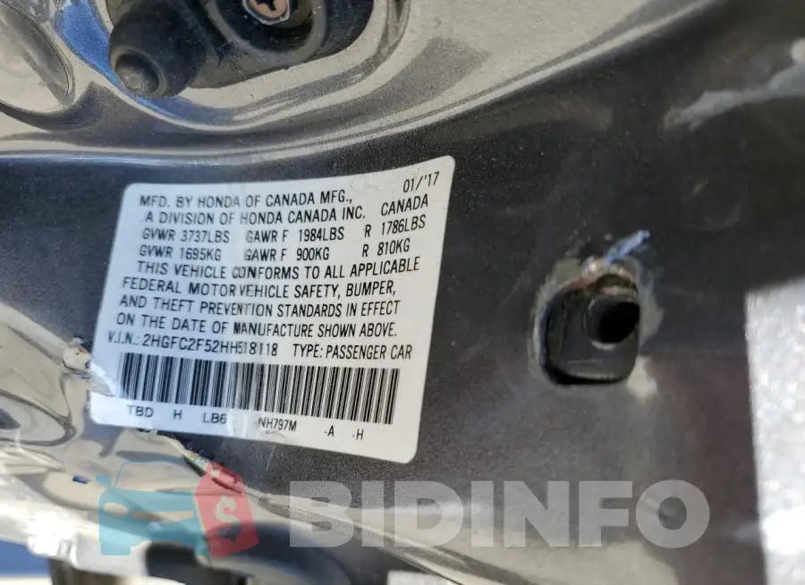 2HGFC2F52HH518118 Photo# 12
