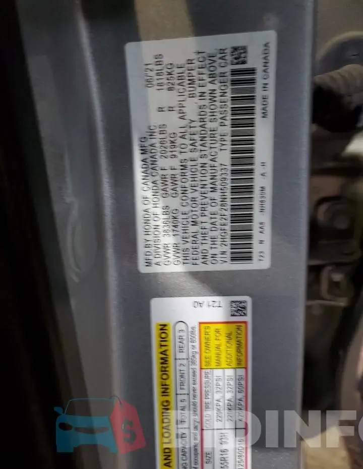 2HGFE2F28NH509337 Photo# 13