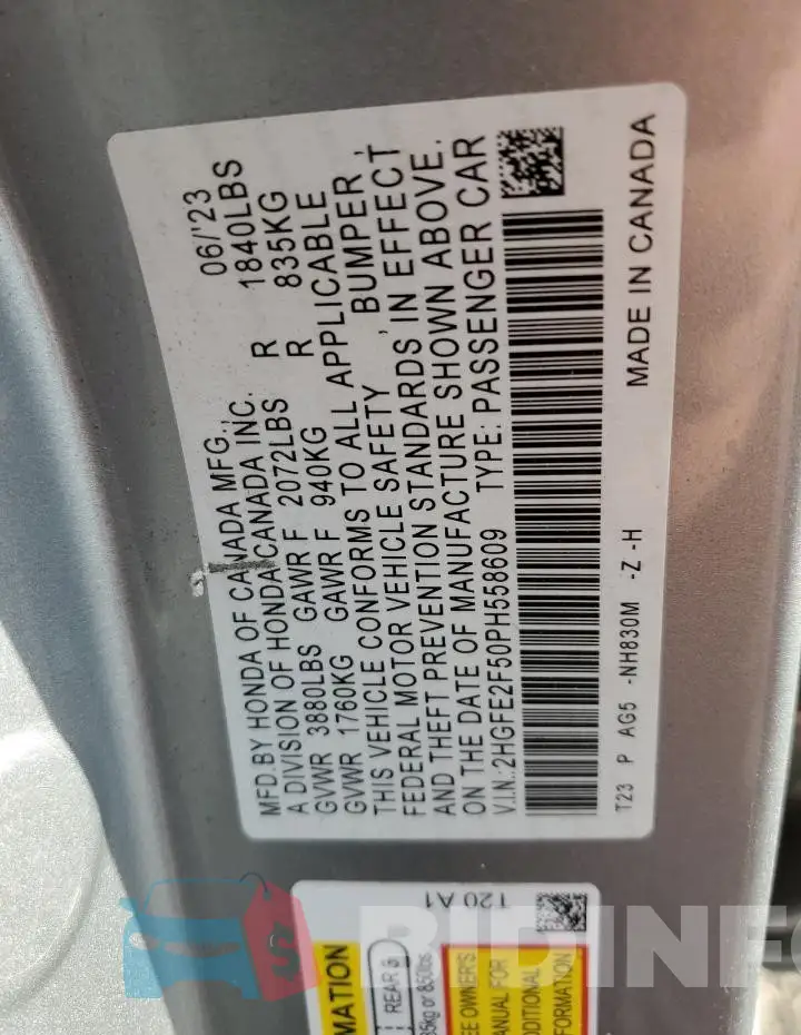 2HGFE2F50PH558609 Photo# 12