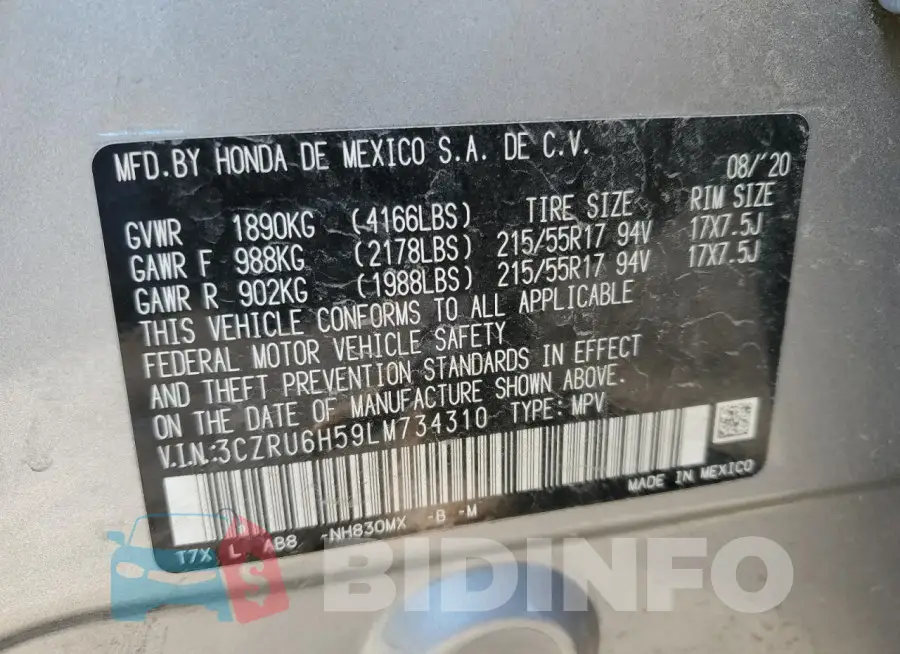3CZRU6H59LM734310 Photo# 14
