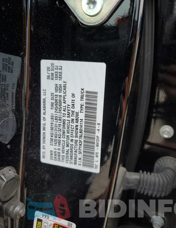 5FPYK3F76LB014114 Photo# 12