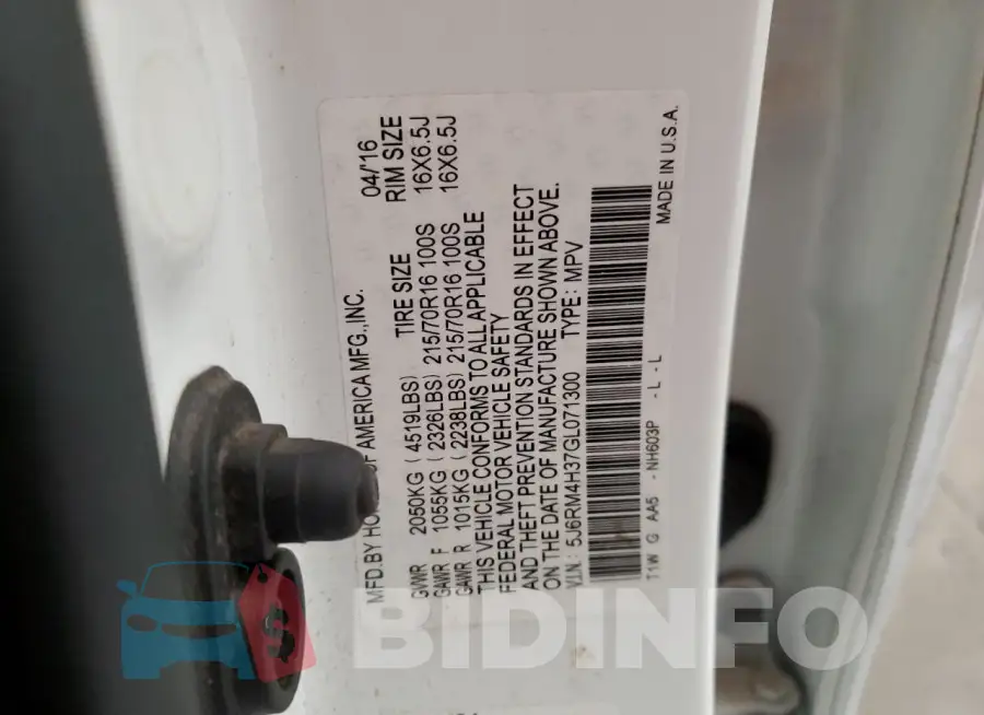 5J6RM4H37GL071300 Photo# 13